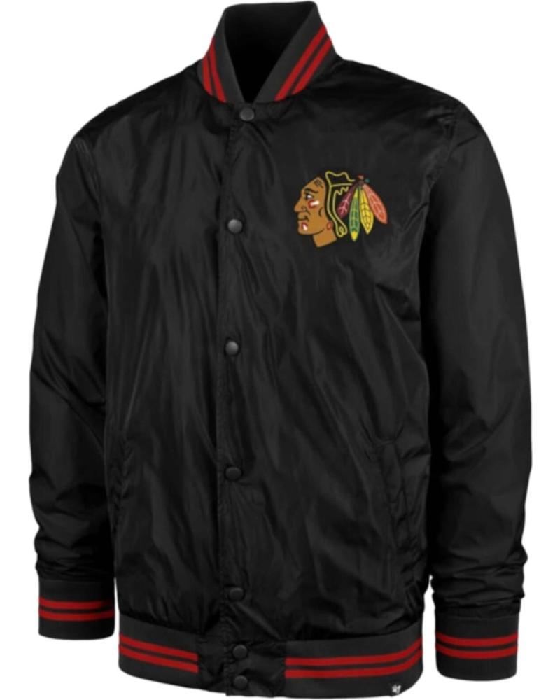 CHAQUETA BOMBER ESTILO UNIVERSITARIO CON BORDADO NEGRO