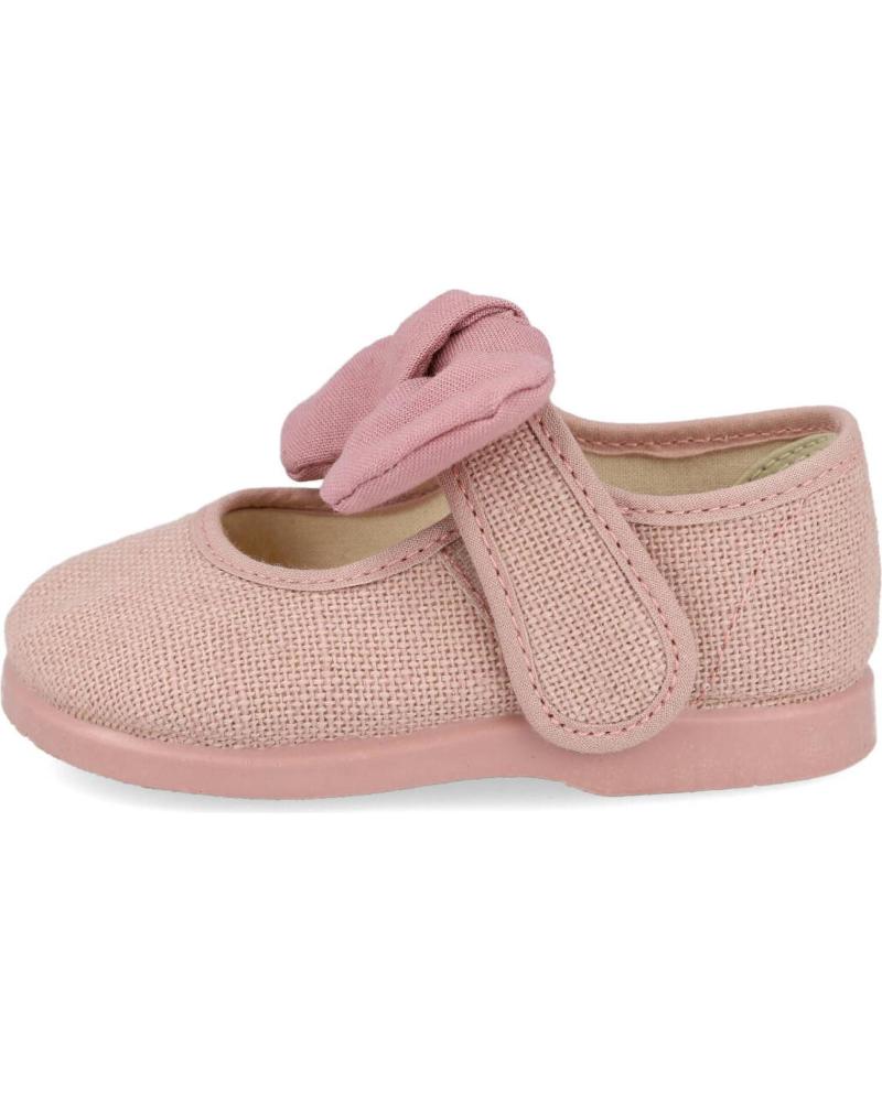 L&R SHOES MERCEDITAS DE LONA 955-LINO - ZAPATOS ROSAS CON LAZO ROSA