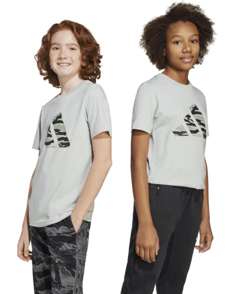 ADIDAS CAMISETA DE MANGA CORTA CAMO LOGO - JI6730 GRIS UNISEX PARA NIÑOS GRIS