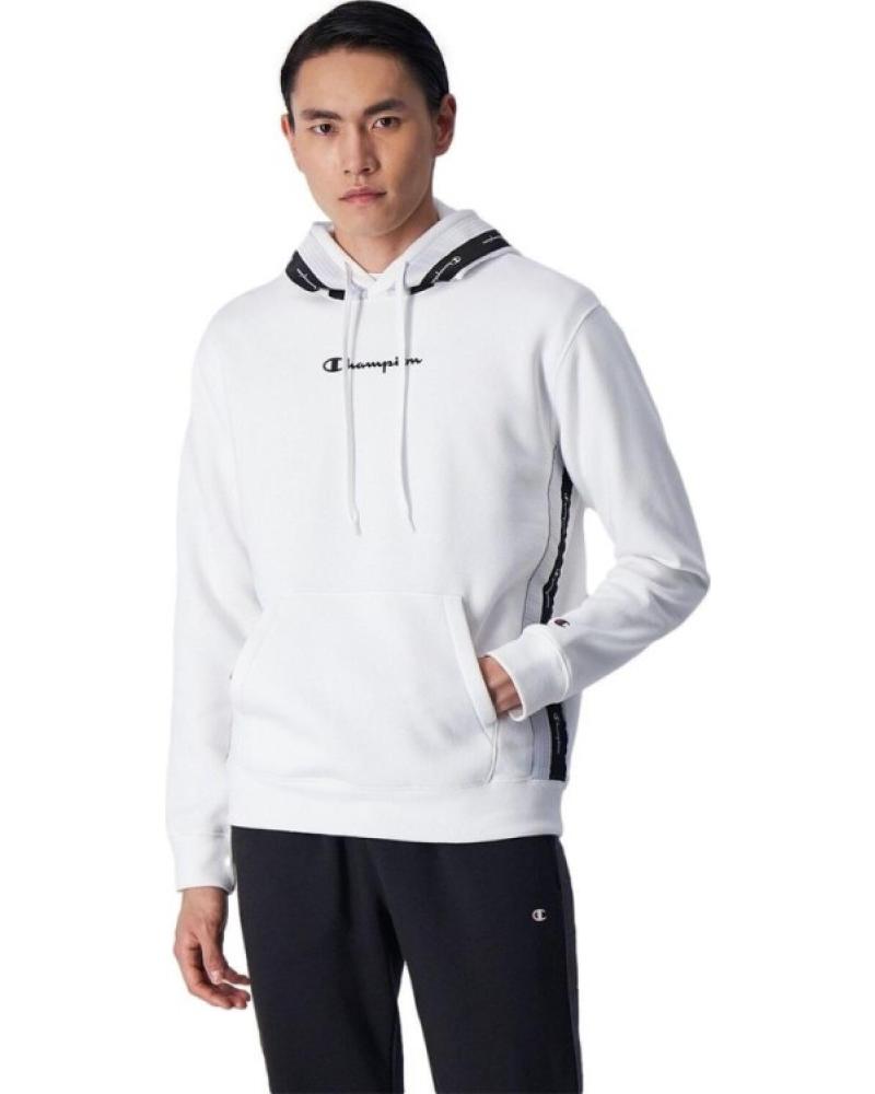 SUDADERA CON CAPUCHA CHAMPION JACQUARD TAPE FLEECE 219092 WW001 BLANCO