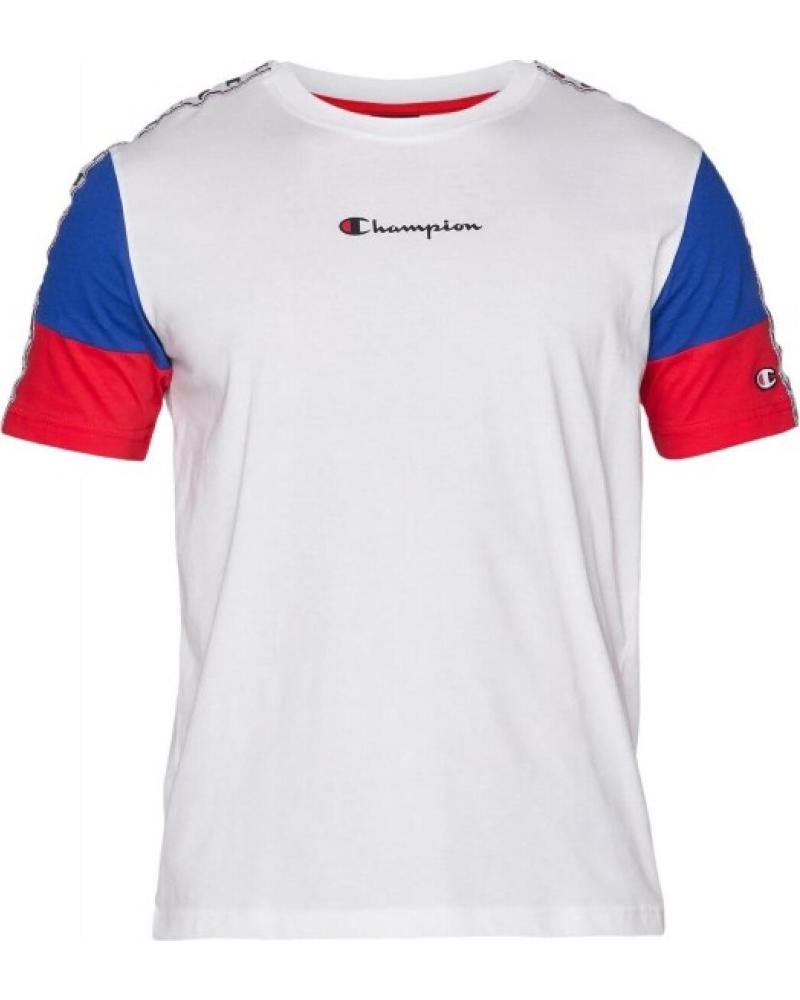 CAMISETA CHAMPION LEGACY TAPPERED TEE BLANCA DE MANGA CORTA CON BLOQUES DE COLOR BLANCO