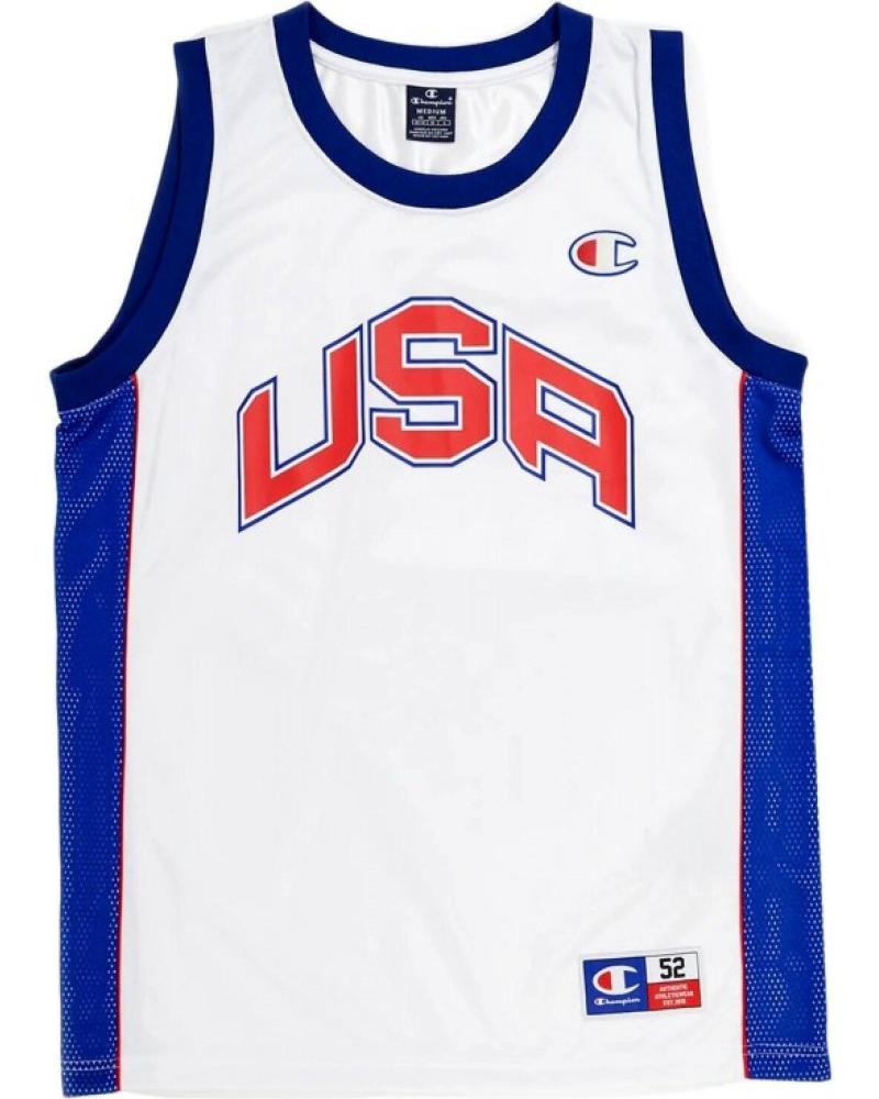 CAMISETA BALONCESTO CHAMPION TANK TOP USA LOGO 219745-WW001 BLANCA BLANCO