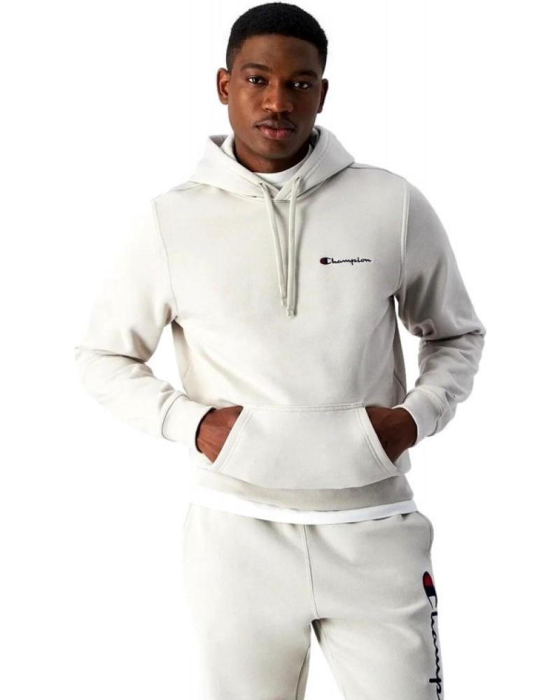 SUDADERA CHAMPION CON CAPUCHA Y LOGO BORDADO BEIGE - REF: 1178150