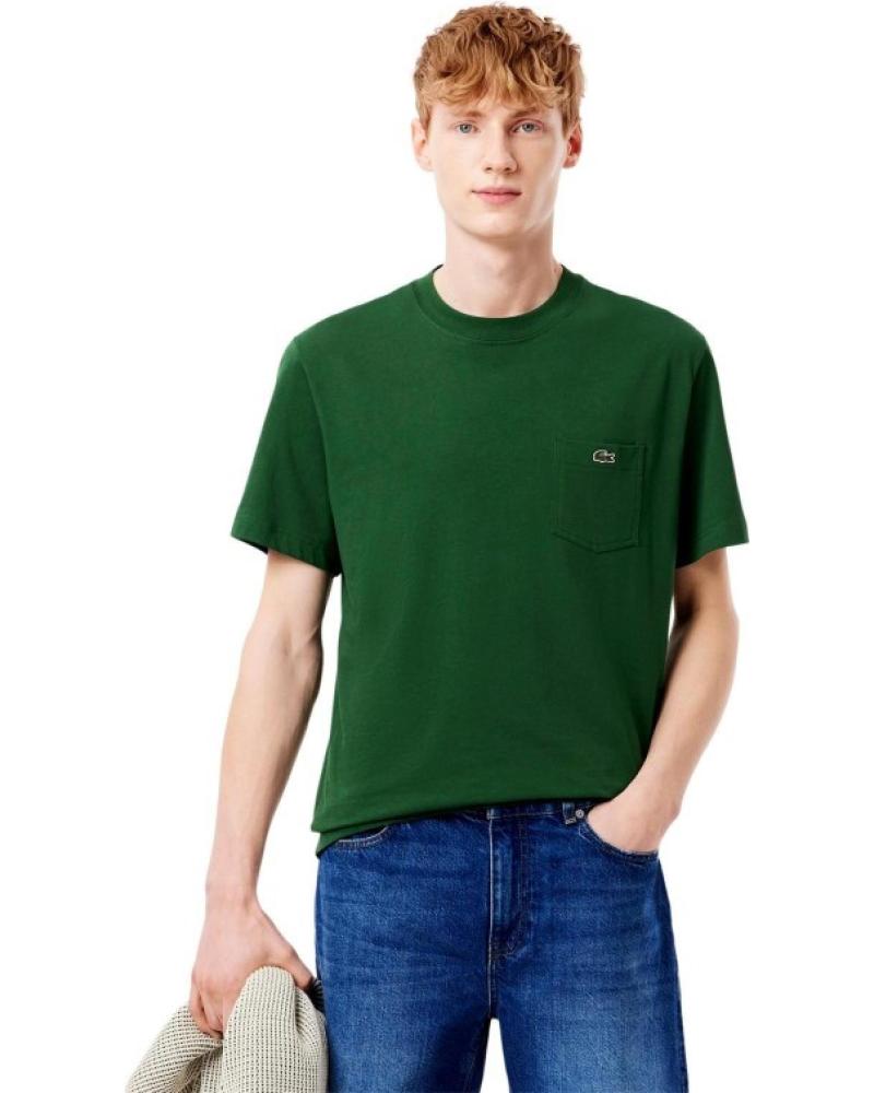 CAMISETA LACOSTE TH2827 DE ALGODÓN CON BOLSILLO - VERDE OSCURO VERDE OSCURO