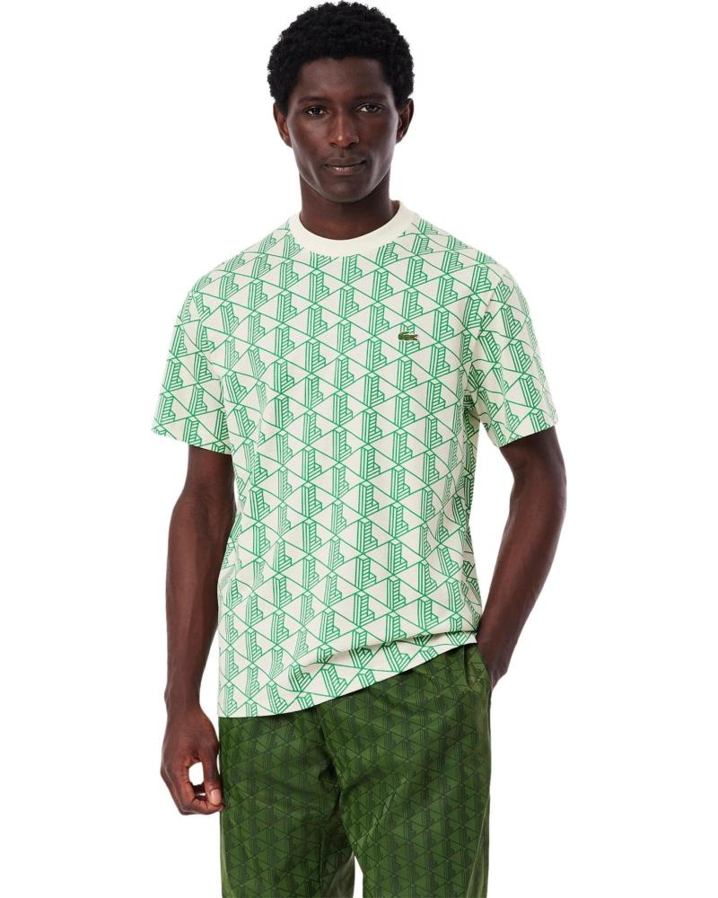LACOSTE CAMISETA MONOGRAM LOGO ESTAMPADA CRYSTAL CALATHEA VERDE