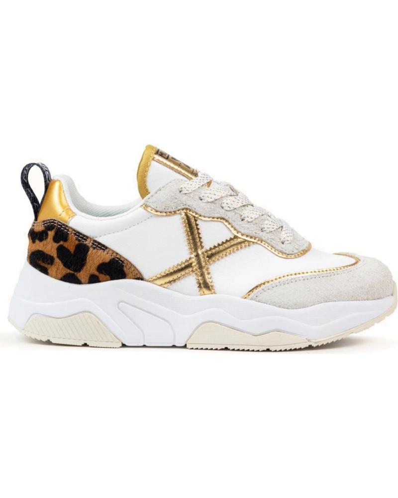 MUNICH ZAPATILLAS WAVE 8770180 BLANCAS CON ANIMAL PRINT Y DETALLES DORADOS WHITE