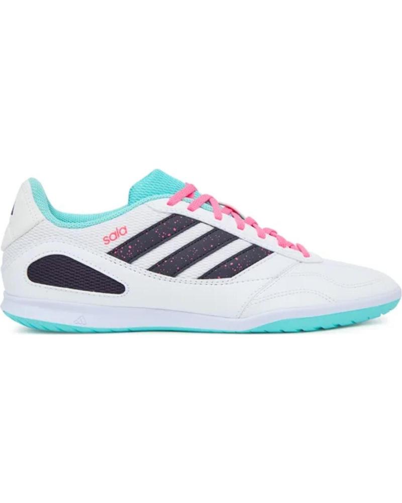 ADIDAS ZAPATILLAS FÚTBOL SALA SUPER SALA III JR5397 BLANCAS CON AQUA Y ROSA BLANCO