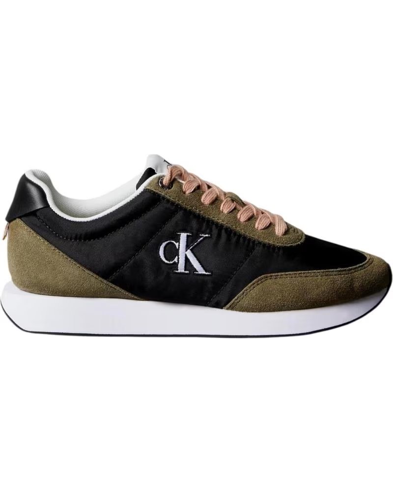Zapatillas Calvin Klein Retro Runner YW01990 de Nylon Negro y Kaki