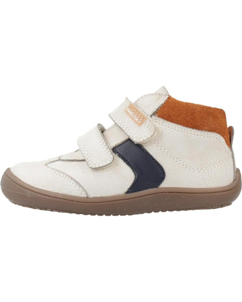PABLOSKY BOTÍN BAREFOOT DE PIEL CON VELCROS - MODELO 064206 HIELO BEIGE BONE