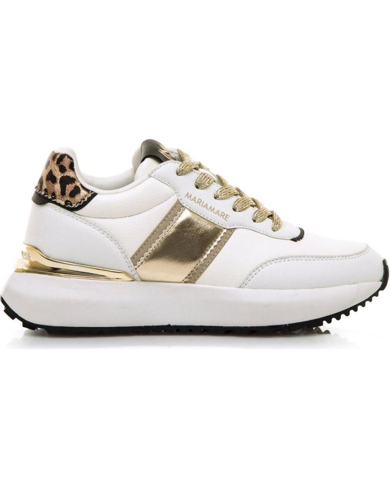 ZAPATILLAS CASUAL MARIA MARE 63661 BLANCAS CON DETALLES DORADOS Y ANIMAL PRINT BLANCO