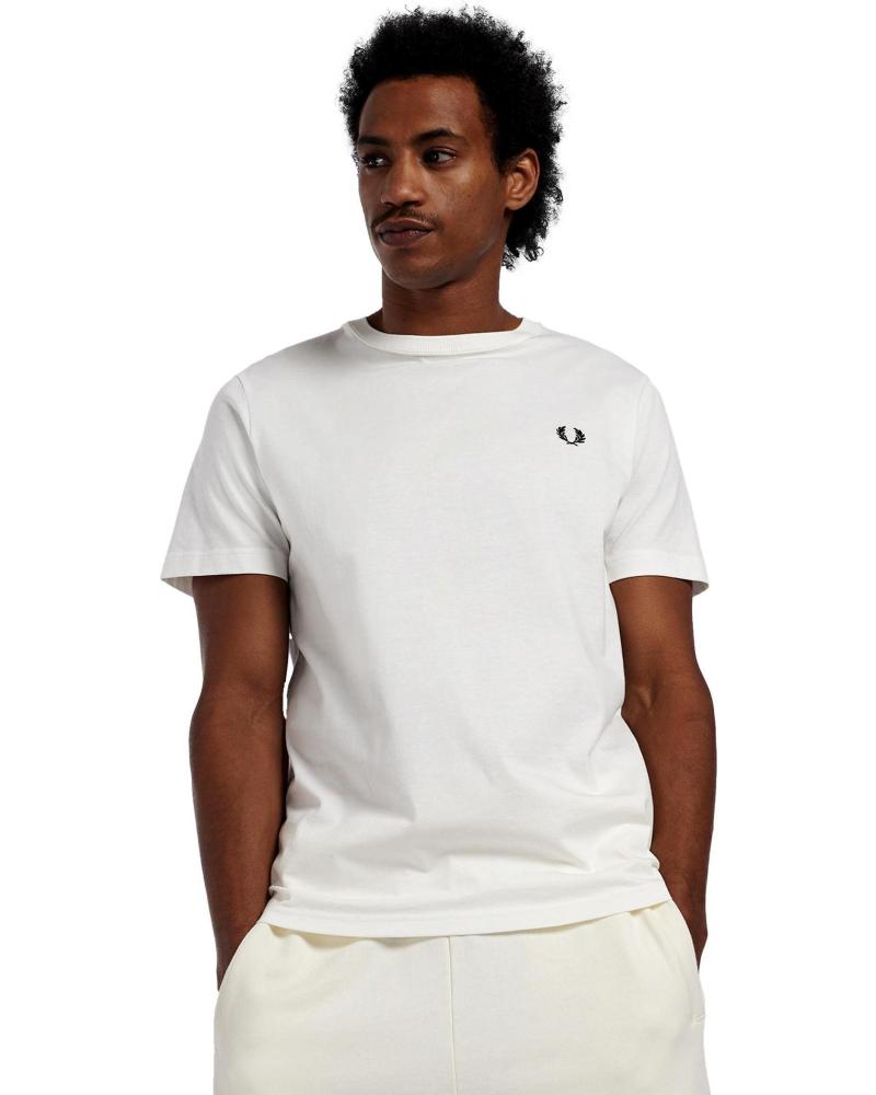 FRED PERRY M1600 CAMISETA CUELLO REDONDO CON LOGO BLANCO