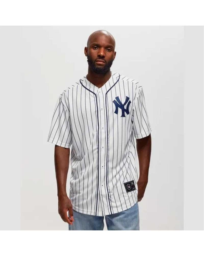 CAMISETA BÉISBOL FANATICS MLB NEW YORK YANKEES FUNDAMENTAL FRANCHISE BLANCA RAYAS 007N-071R-NK-0IY BLANCO