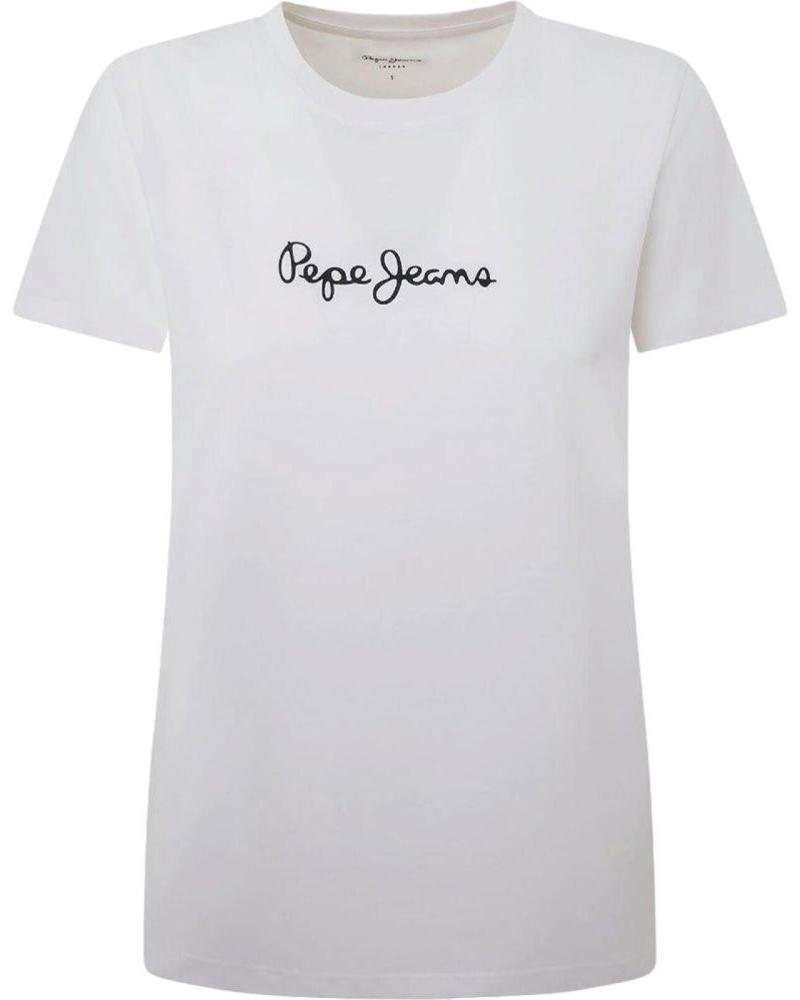CAMISETA BLANCA PEPE JEANS LORETTE PL505827 CON LOGO BORDADO BLANCO