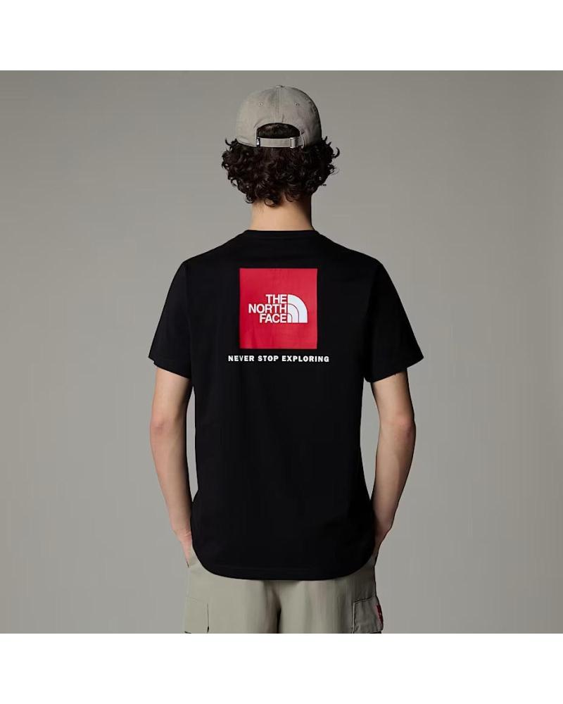 CAMISETA THE NORTH FACE NF0A87NPJK3 NEGRA CON LOGO CUADRADO ROJO NEGRO