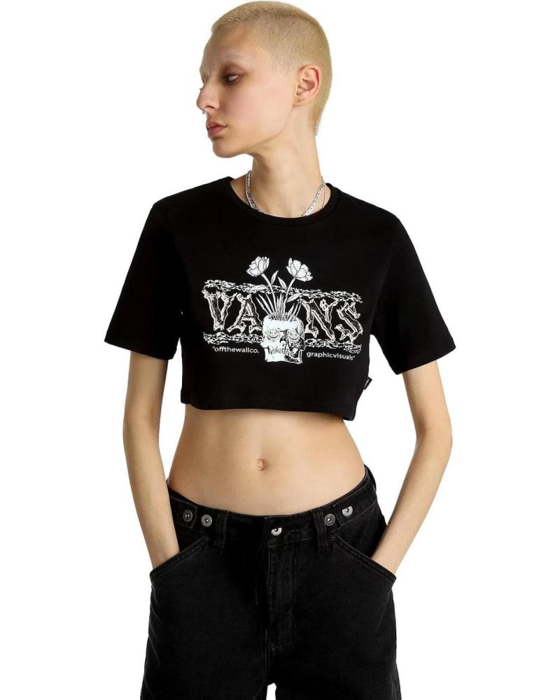 VANS OFF THE WALL VANS OFF THE WALL CAMISETA CROP CON LOGO ESTAMPADO - NEGRO