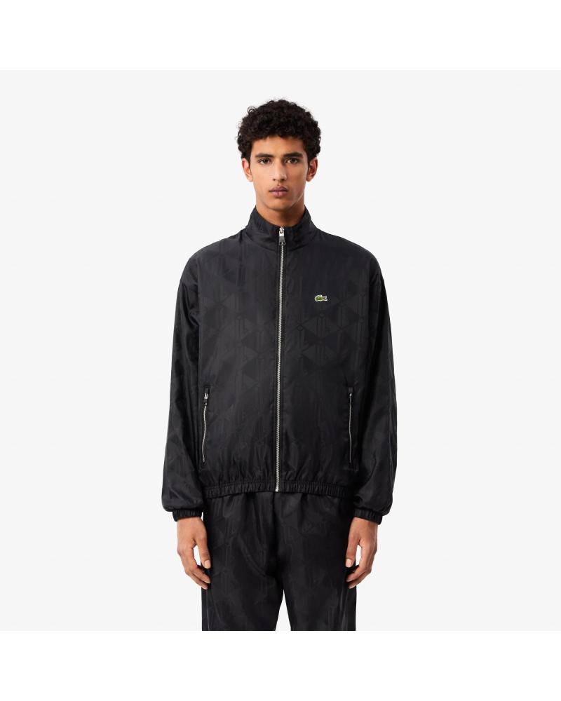 CHAQUETA DE CHÁNDAL CROPPED LACOSTE CON MONOGRAMA BH4001 NEGRO NEGRO