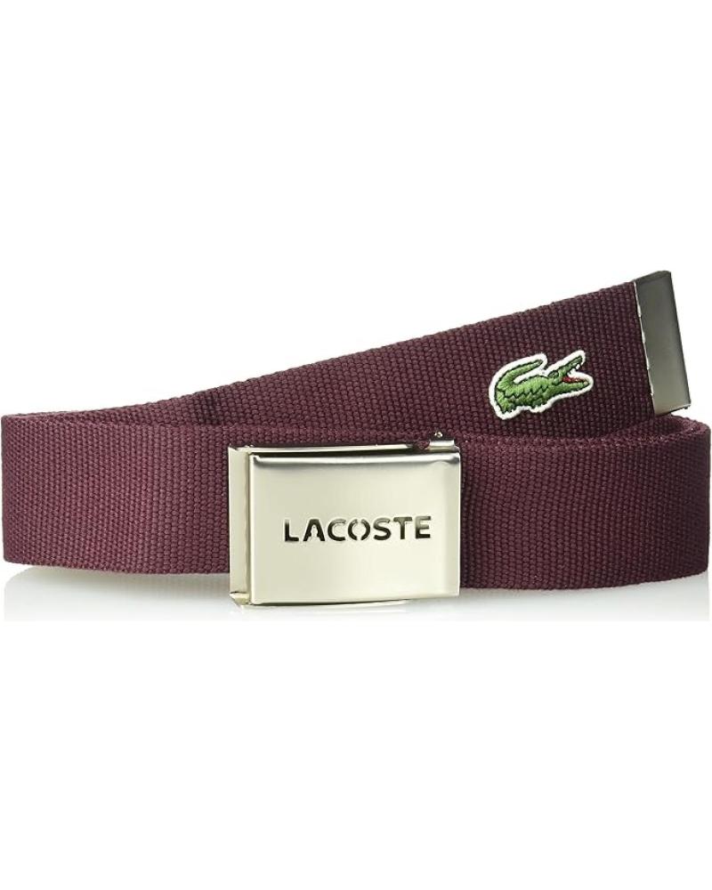 CINTURÓN LACOSTE RC2012 DE LONA REVERSIBLE ROJO CON HEBILLA METÁLICA ROJO