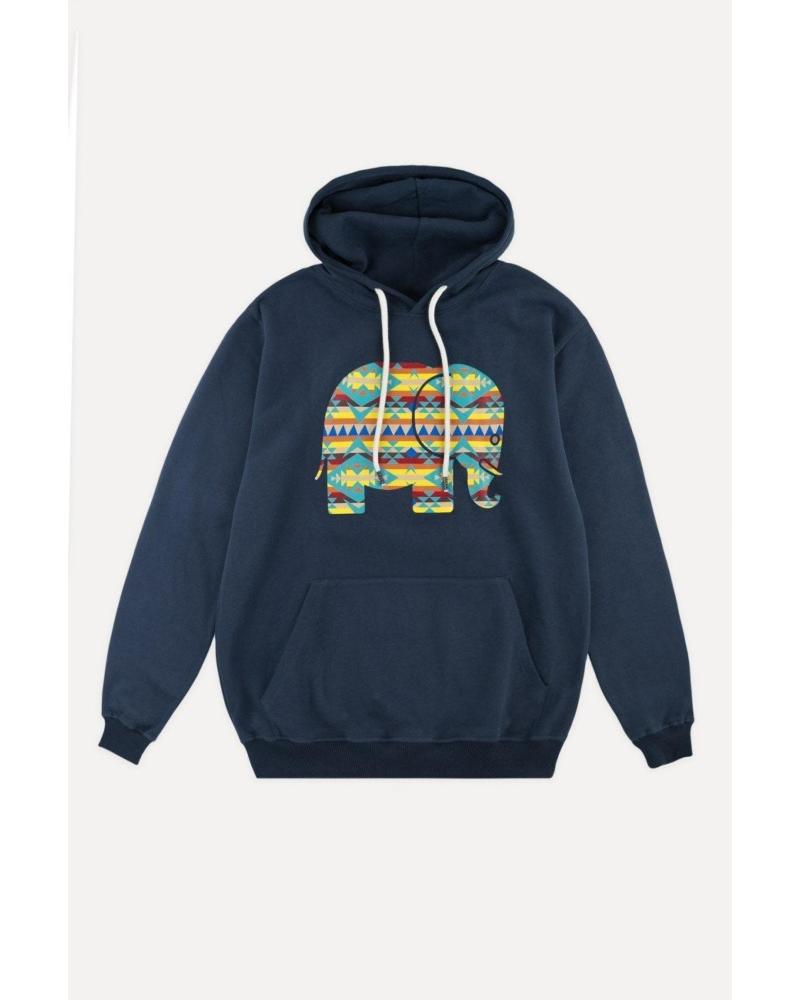 SUDADERA CON CAPUCHA TRENDSPLAT CON ESTAMPADO ELEFANTE - AZUL MARINO (REF. 029010MNAH) AZUL