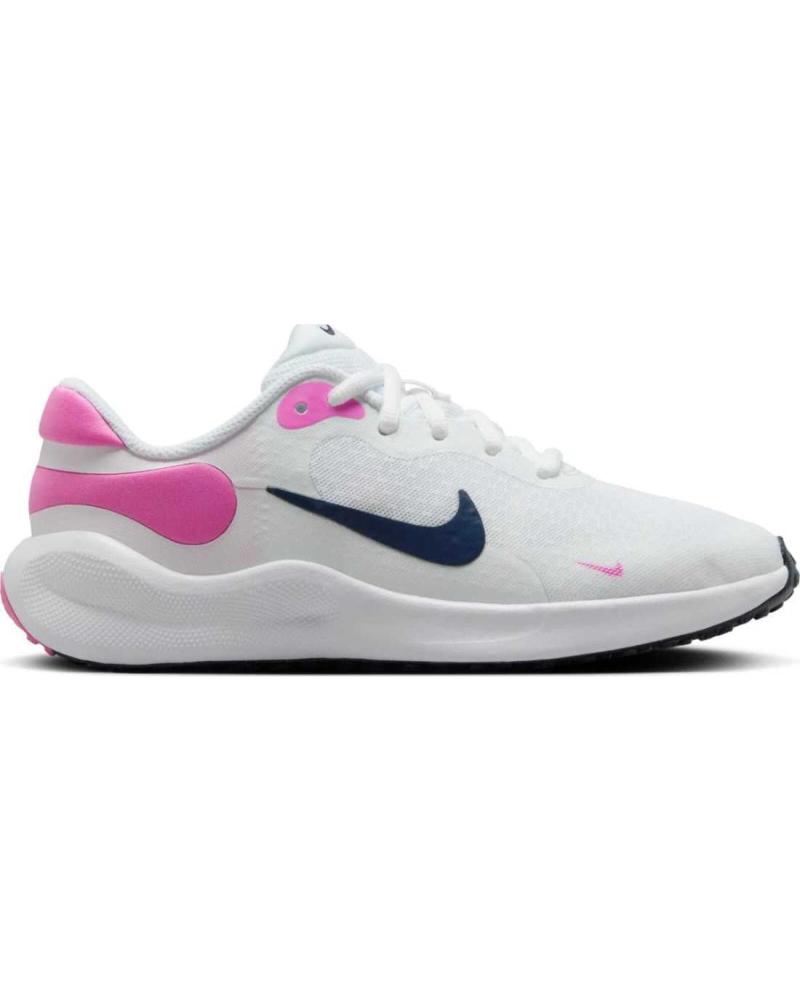 NIKE ZAPATILLAS REVOLUTION 7 FB7689 BLANCAS CON DETALLES ROSAS Y AZULES ROSA