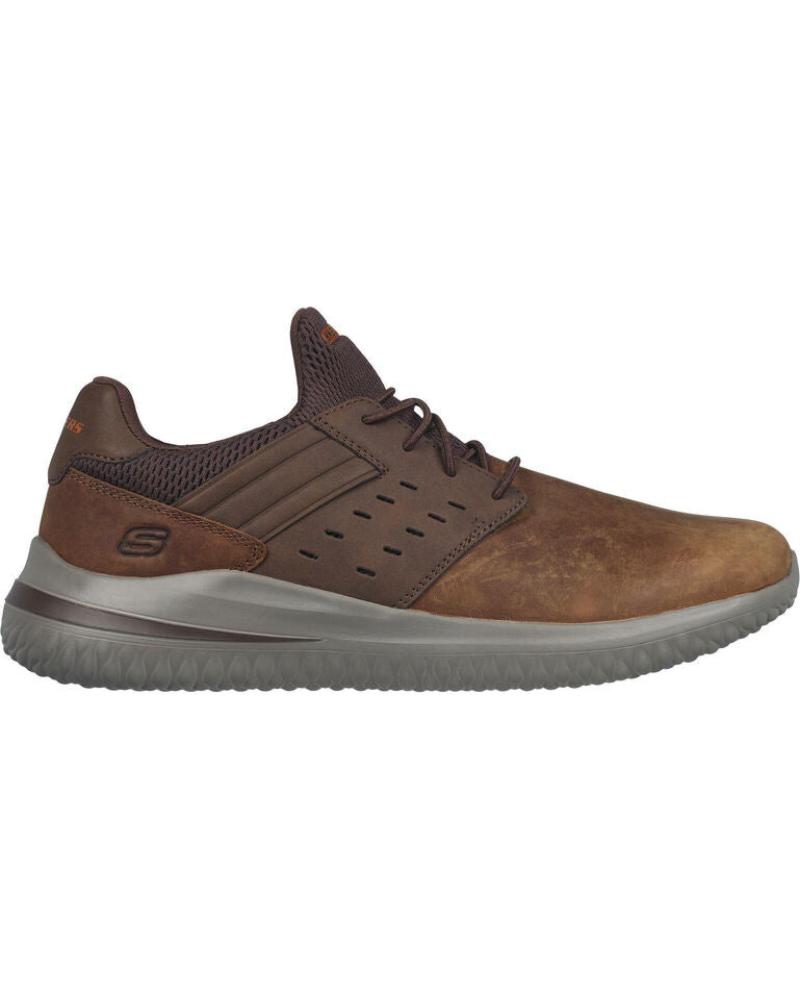 ZAPATILLAS SKECHERS DELSON 30 EZRA HOMBRE CUERO MARRÓN CUERO