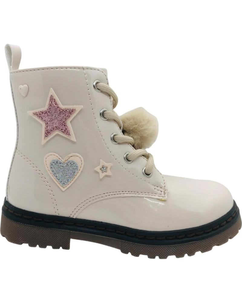 BOTÍN MILITAR XTI 151092 CHAROL BEIGE CON ESTRELLA Y POMPÓN BEIGE