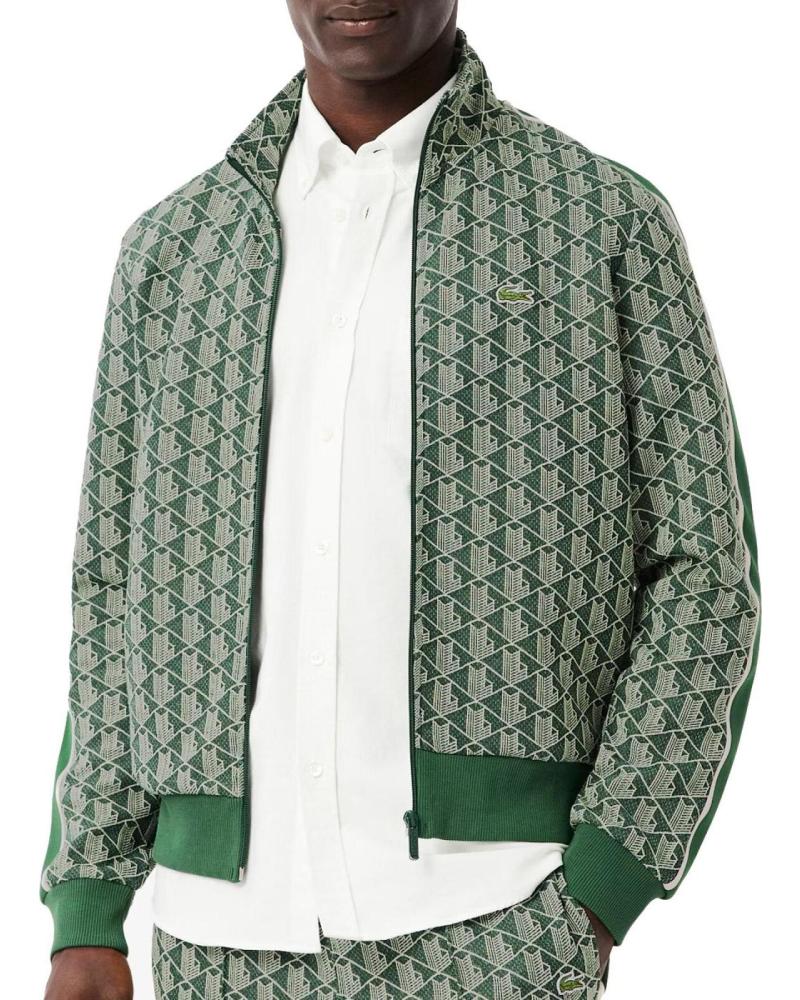 LACOSTE SUDADERA JACQUARD ESTAMPADO MONOGRAMA VERDE NAN