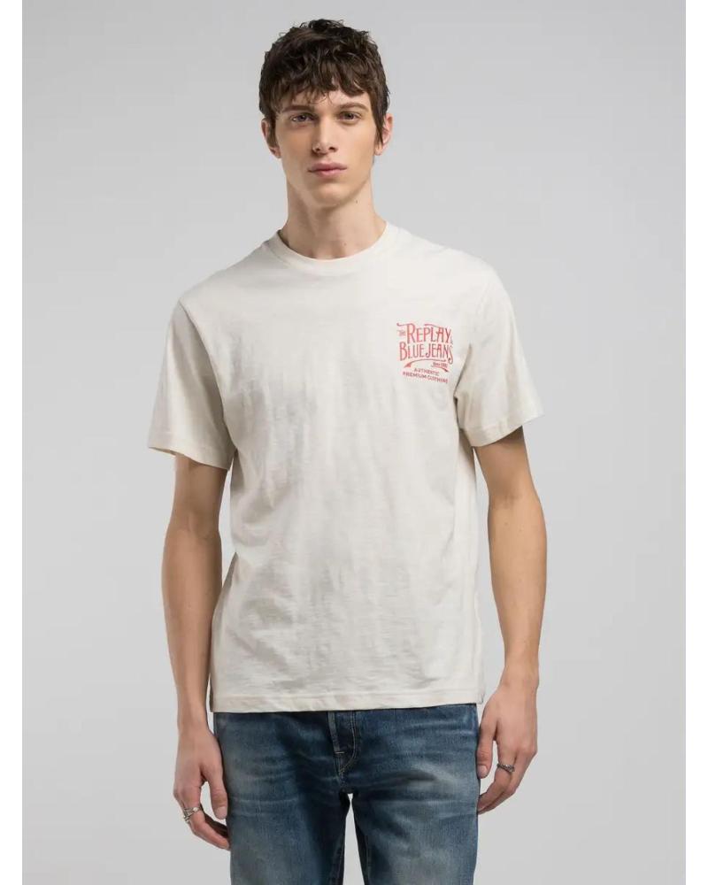 REPLAY CAMISETA DE PUNTO FLAMEADO M3023 BLANCA BLANCO