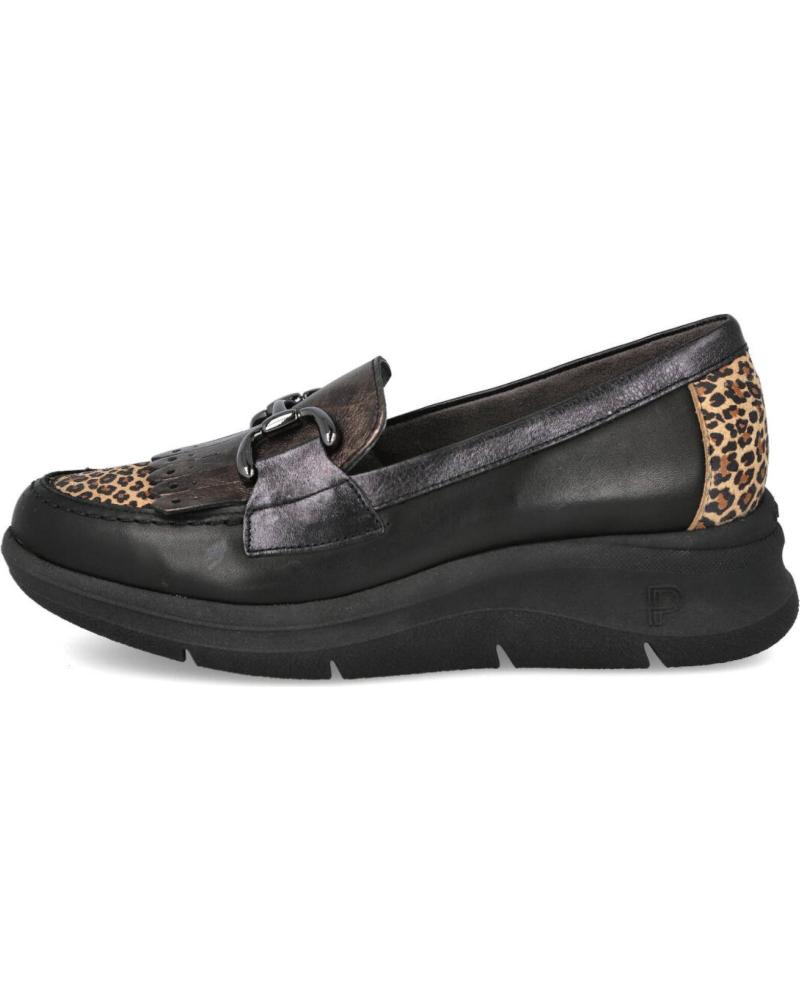 PITILLOS 10753 MOCASINES NEGROS CON DETALLE ANIMAL PRINT NEGRO