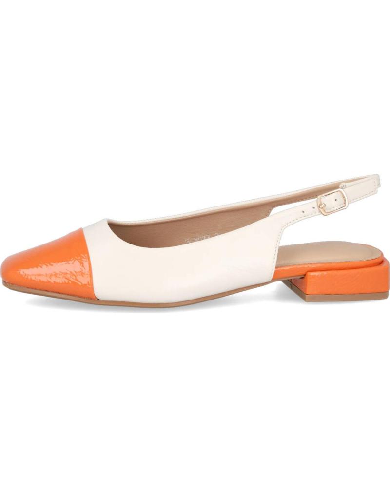 L&R SHOES S-5023 BAILARINA DESTALONADA BICOLOR NARANJA Y BLANCO PUNTA CUADRADA NARANJA
