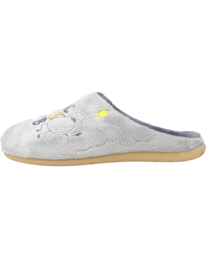 HOT POTATOES PERLEY 76953 - ZAPATILLAS DE CASA ABIERTAS EN TEXTIL GRIS CELESTE GRIS