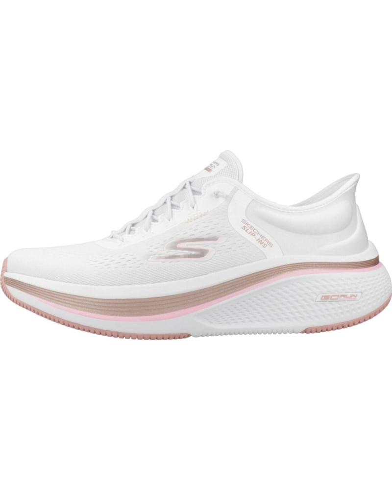SKECHERS GO RUN ELEVATE 2.0 BANYAN - ZAPATILLAS RUNNING BLANCAS CON DETALLES ORO ROSA BLANCO