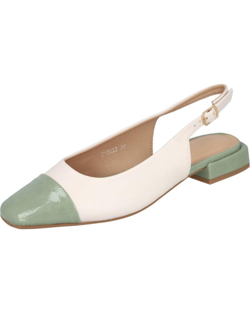 L&R SHOES S-5023 BAILARINA DESTALONADA BICOLOR VERDE Y BLANCO VERDE