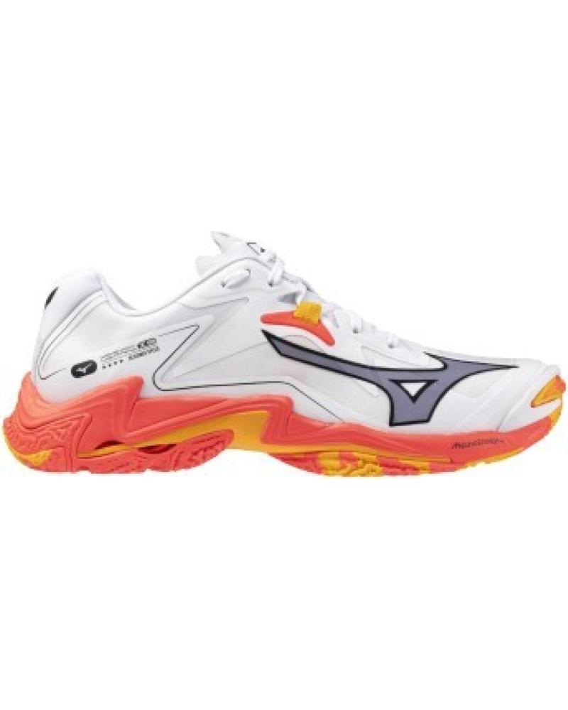MIZUNO WAVE LIGHTNING Z8 - ZAPATILLAS DE VOLEIBOL BLANCAS CON NARANJA Y ROJO ROJO