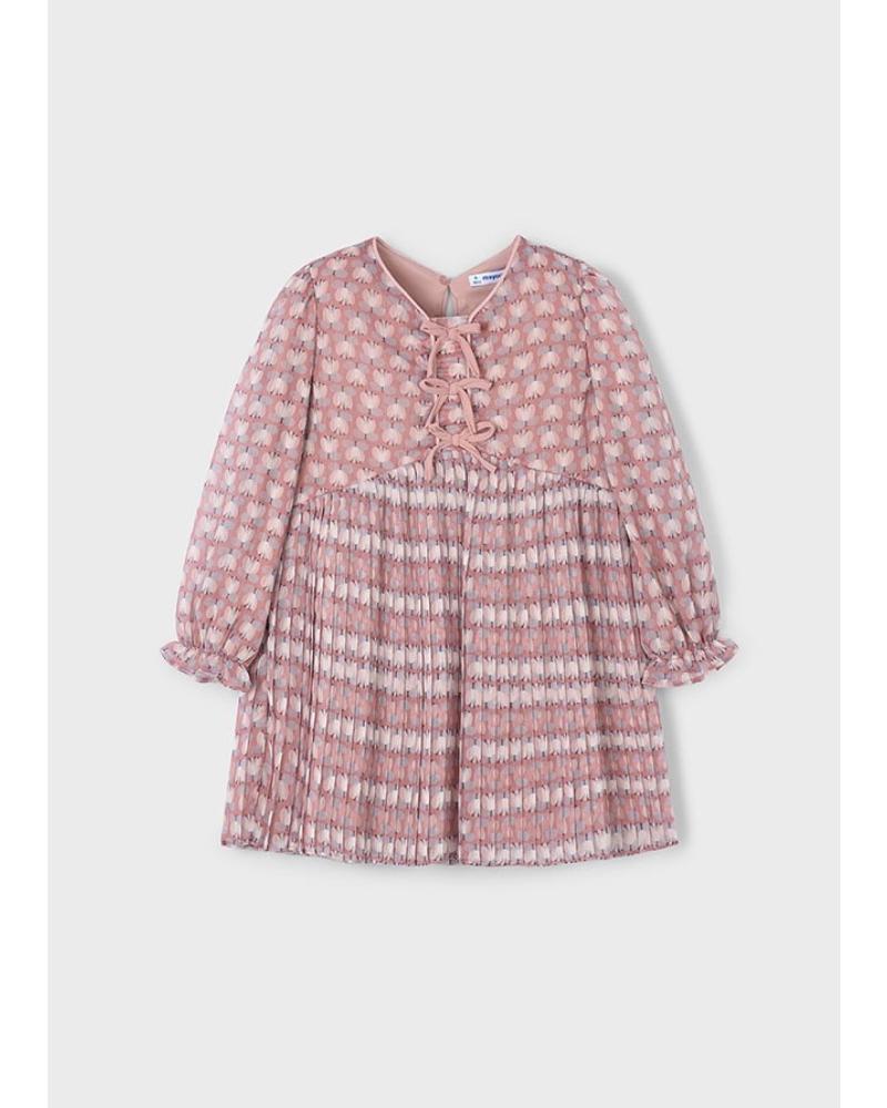 MAYORAL VESTIDO PLISADO ESTAMPADO COLOR MAQUILLAJE MODELO 917-045 MAQUILLAJE