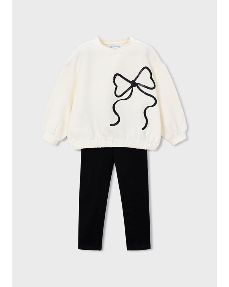 CONJUNTO MAYORAL LEGGINGS Y SUDADERA LAZO NEGRO - REF. 4720026 MODELO 37558 NEGRO