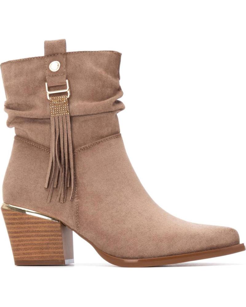 BOTÍN COWBOY XTI 14446103 BEIGE CON TACÓN CUBANO Y FLECOS BEIGE