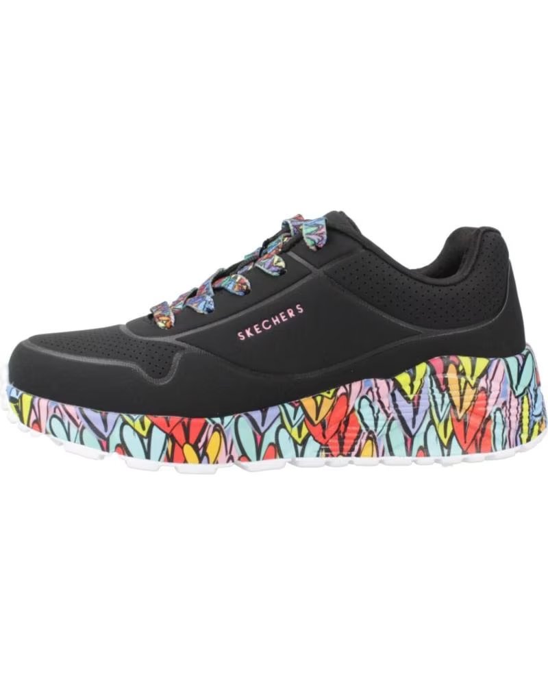 TÊNIS SKECHERS UNO LITE SUBTLE LOVE 314088L-BKMT PARA MULHER NEGRO