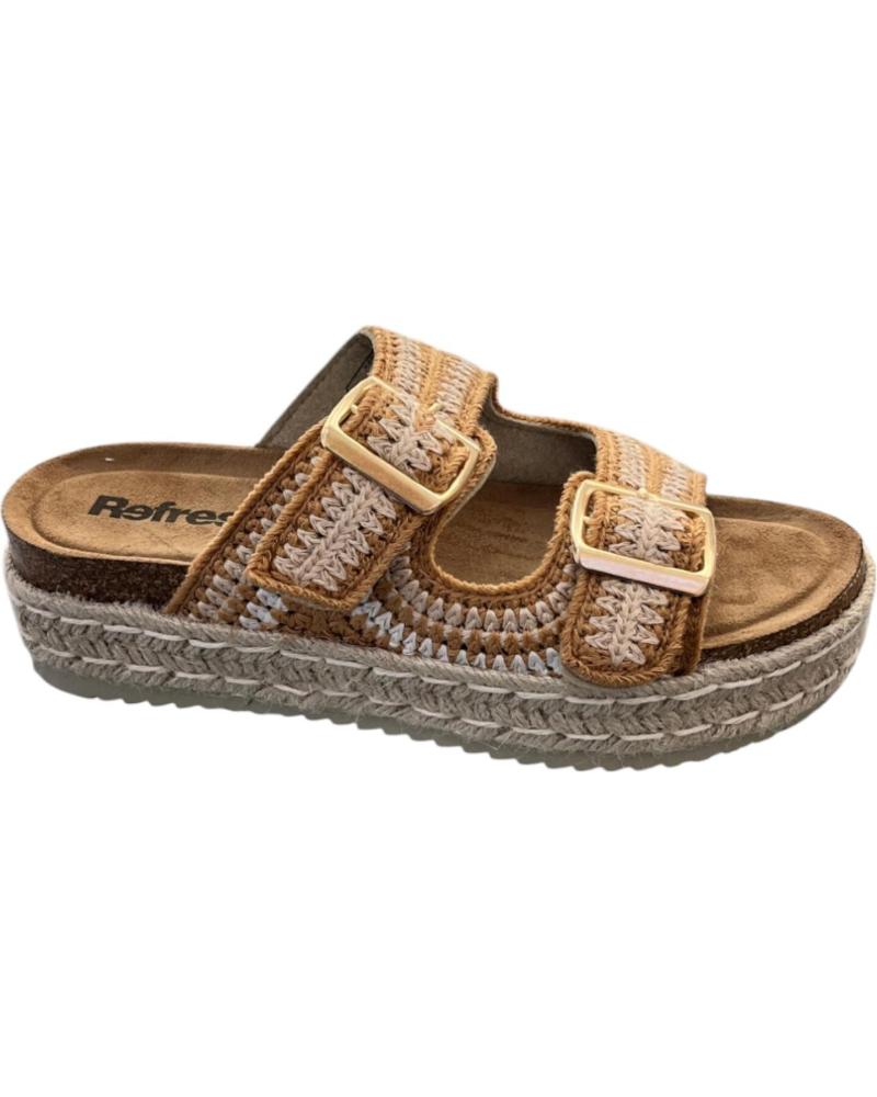 ZUECOS REFRESH 172760 BEIGE CON DOBLE HEBILLA Y SUELA DE ESPARTO VARIOS COLORES