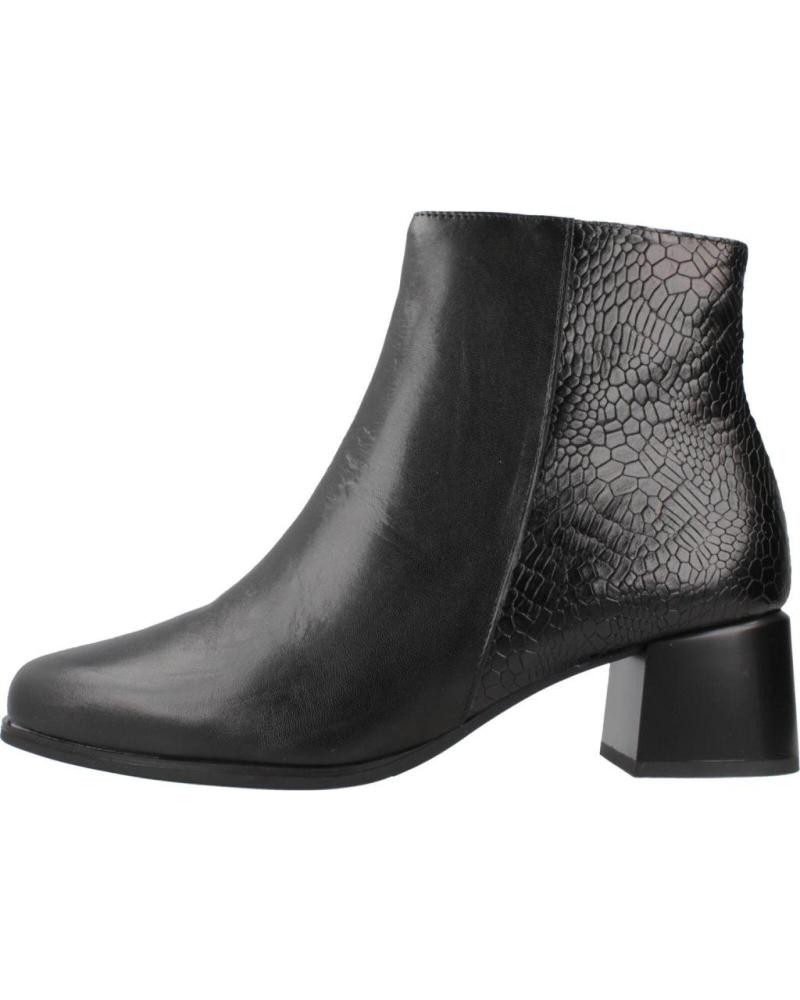 BOTINES PITILLOS 10124P DE PIEL NEGRA CON TACÓN BAJO NEGRO