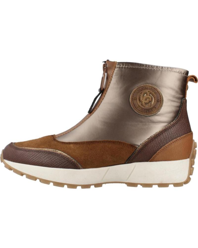 BOTINES CARMELA MODELO 16199501C BICOLOR MARRÓN CAMEL CON CREMALLERA Y SUELA DEPORTIVA CAMEL