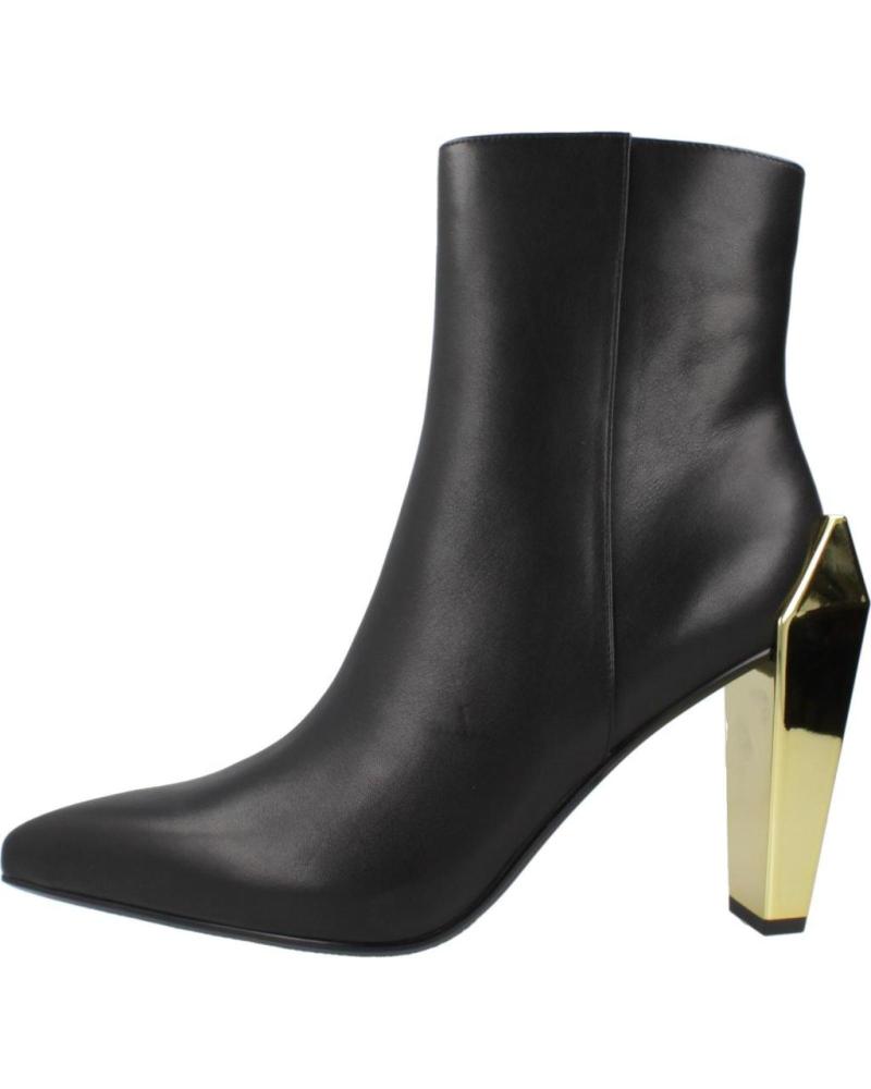 BOTINES UNITED NUDE GEM BOOTIE HI NEGROS BLCKGLD CON TACÓN GEOMÉTRICO DORADO BLCKGLD