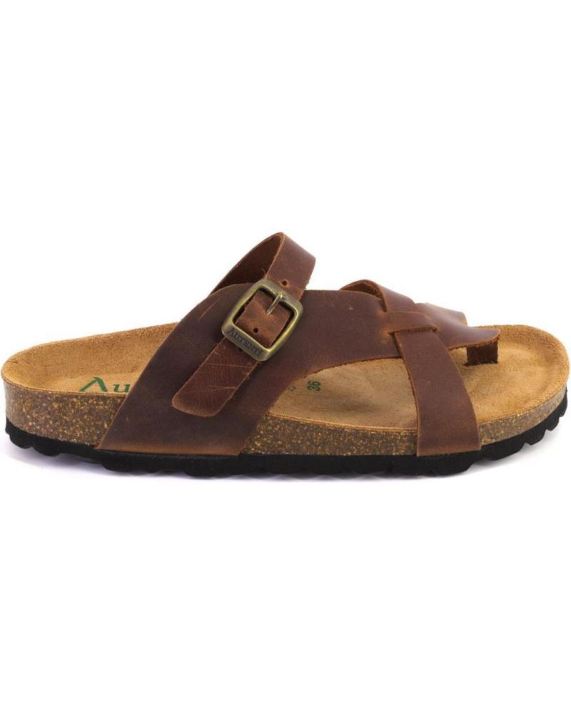 AUTENTI 7656 SANDALIAS DE PIEL CON DEDO Y HEBILLA MARRÓN MARRON
