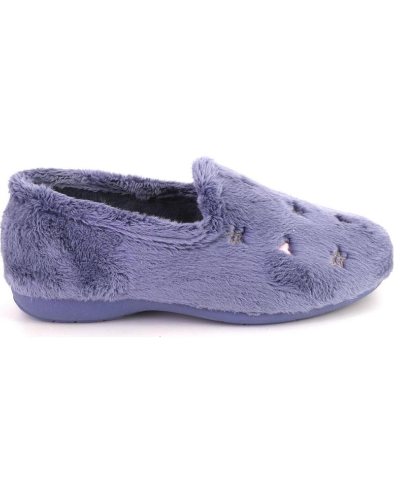 ZAPATILLAS DE CASA CABRERA 4505 AZULES DE FELPA CON CORAZONES BORDADOS AZUL