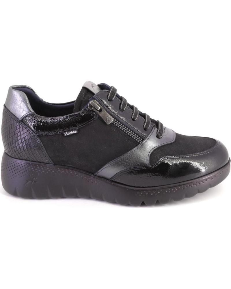 ZAPATILLAS CASUAL FLUCHOS F2248 DE PIEL NEGRA CON CREMALLERA NEGRO