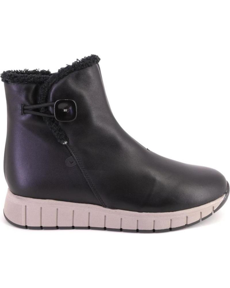 VALERIAS 2360 BOTINES DE PIEL NEGROS CON INTERIOR DE BORREGUILLO Y CIERRE LATERAL NEGRO
