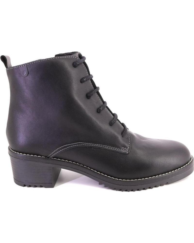 BOTINES VALERIAS 2326 DE PIEL NEGRA CON CORDONES NEGRO