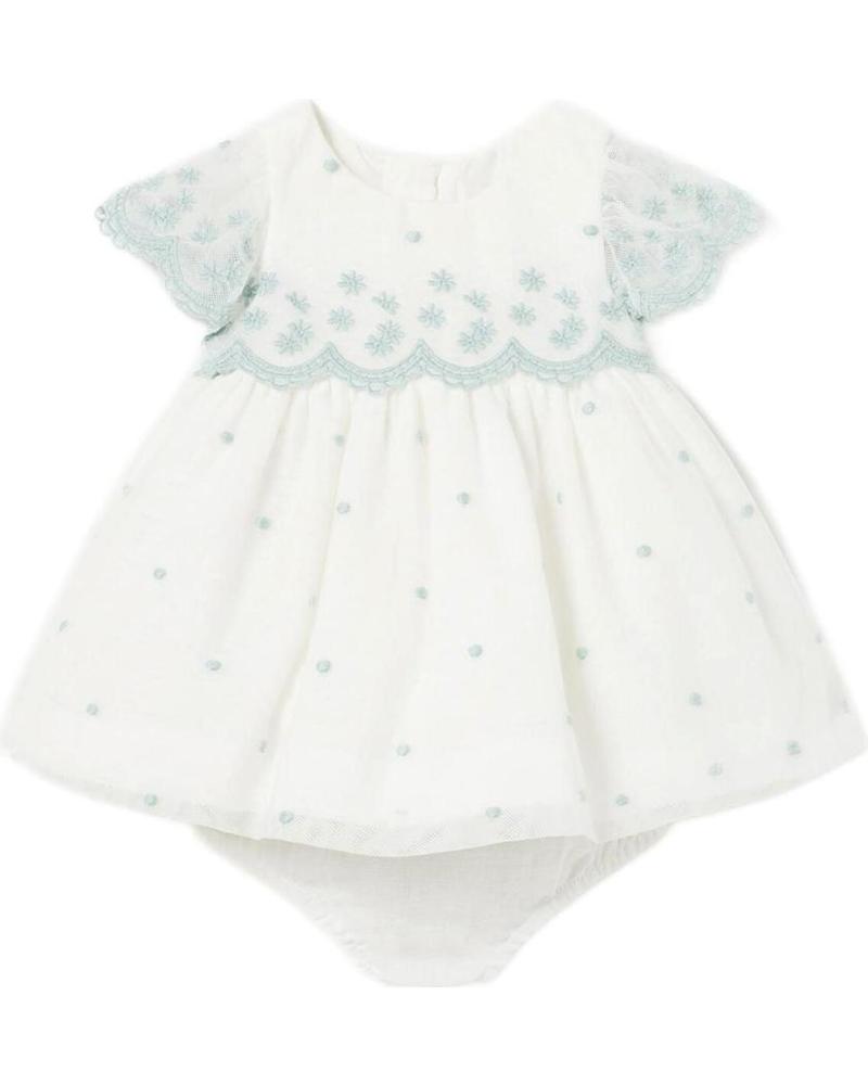 MAYORAL VESTIDO TUL BORDADO 1826 BLANCO CON DETALLES VERDES VERDE