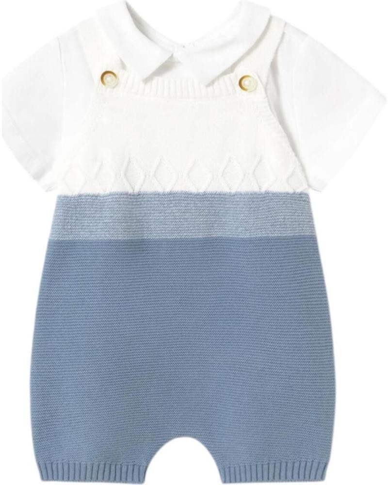 MAYORAL CONJUNTO PETO Y CAMISETA TRICOT PARA BEBÉ NIÑO - MODELO 1607, AZUL AZUL
