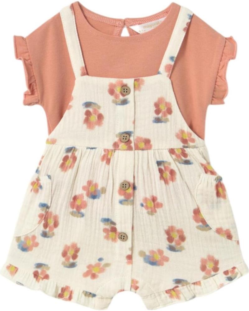 MAYORAL CONJUNTO PETO CON ESTAMPADO FLORAL Y CAMISETA PARA BEBÉ NIÑA - MODELO 1662, NARANJA NARANJA