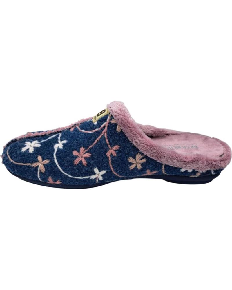 VULCA-BICHA ZAPATILLAS DE CASA BORDADO FLORAL MARINO MARINO